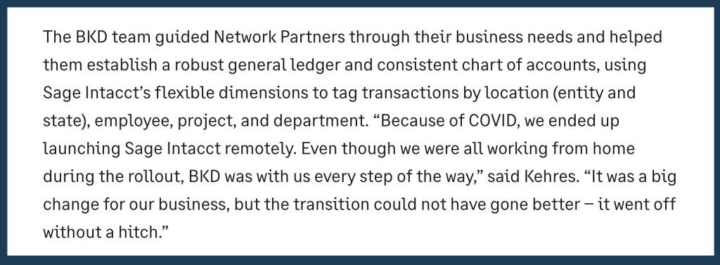 Sage's executive summary for its Network Partners case study