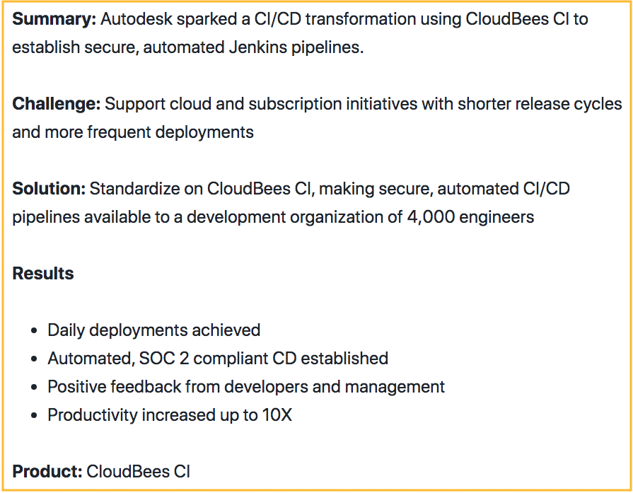 Case study results from Cloudbees case study