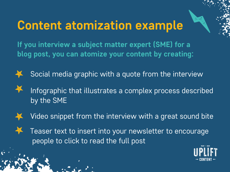 Content atomization example